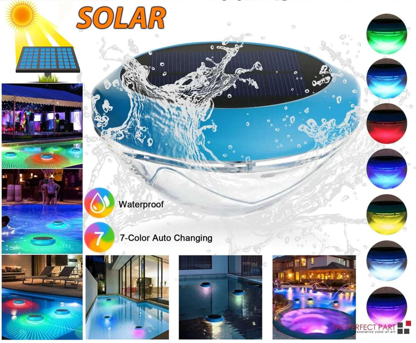 Solar LED RGB Light Outdoor Garden Pond Swimming Pool Floating Waterproof Lamps